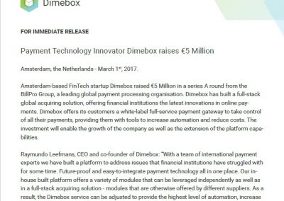 Dimebox Billpro Press Release